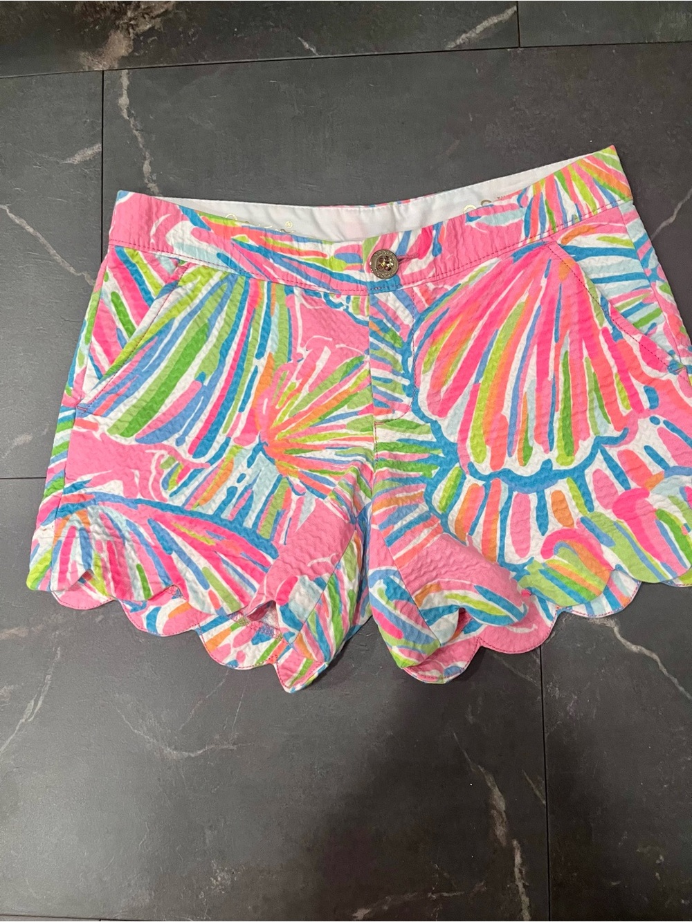 Lilly Pulitzer Buttercup Shorts with Scalloped Hem